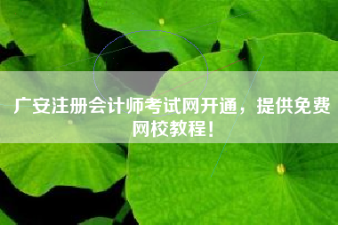 广安注册会计师考试网开通，提供免费网校教程！