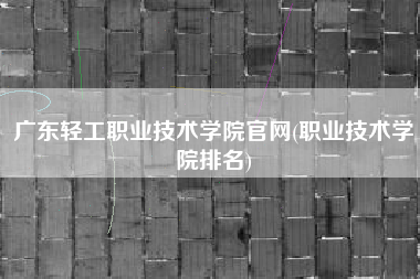 广东轻工职业技术学院官网(职业技术学院排名)